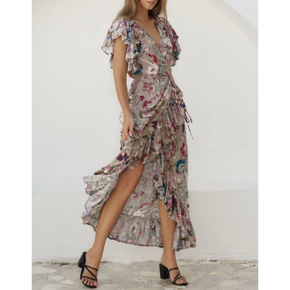 ELF Handmade Carmen Floral Wrap Maxi Dress Women’s Size XXL NWT